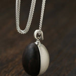 Minimalist Oval Brushed Ebony Magnetic Long Necklace - floysun
