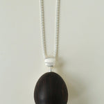 Minimalist Oval Brushed Ebony Magnetic Long Necklace - floysun
