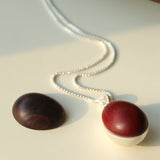 Minimalist Oval Brushed Ebony Magnetic Long Necklace - floysun