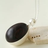 Minimalist Oval Brushed Ebony Magnetic Long Necklace - floysun