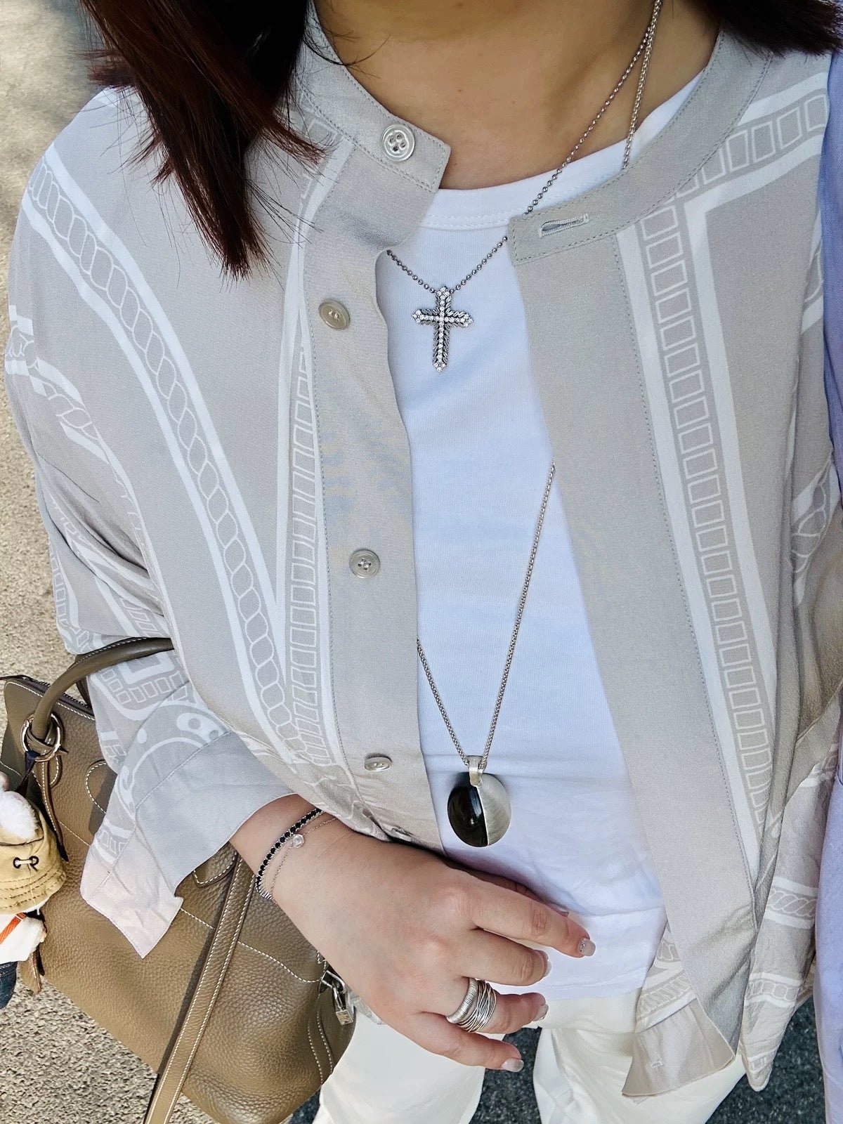 Minimalist Oval Brushed Ebony Magnetic Long Necklace - floysun