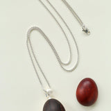Minimalist Oval Brushed Ebony Magnetic Long Necklace - floysun