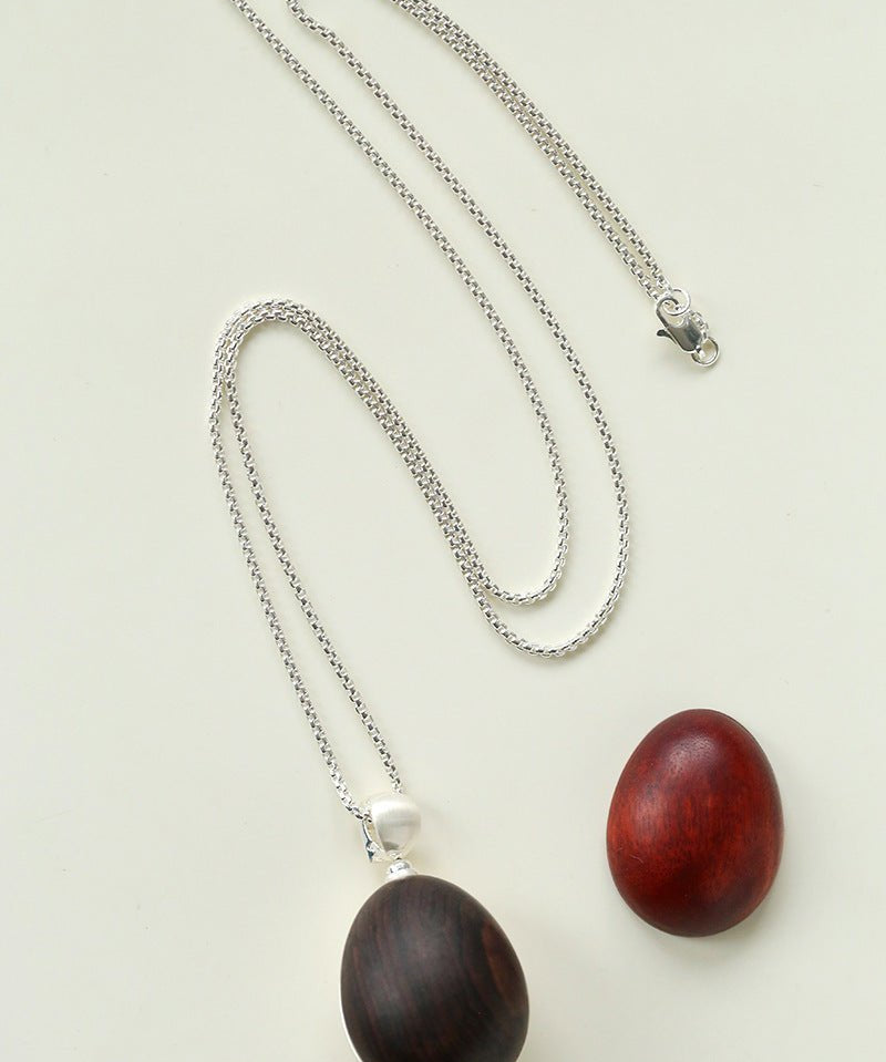 Minimalist Oval Brushed Ebony Magnetic Long Necklace - floysun