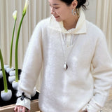 Minimalist Oval Brushed Ebony Magnetic Long Necklace - floysun