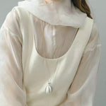 Minimalist Oval Brushed Ebony Magnetic Long Necklace - floysun