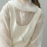 Minimalist Oval Brushed Ebony Magnetic Long Necklace - floysun