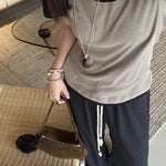 Minimalist Oval Brushed Ebony Magnetic Long Necklace - floysun