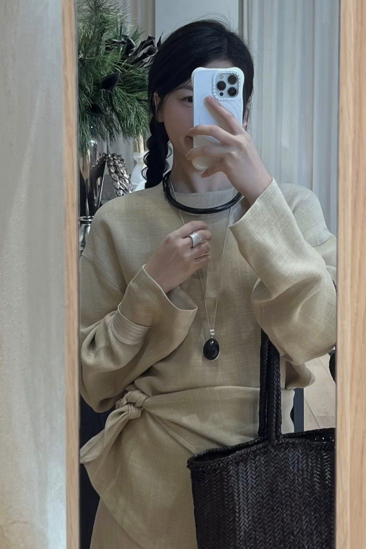 Minimalist Oval Brushed Ebony Magnetic Long Necklace - floysun