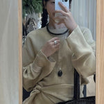 Minimalist Oval Brushed Ebony Magnetic Long Necklace - floysun