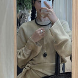 Minimalist Oval Brushed Ebony Magnetic Long Necklace - floysun