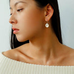 Minimalist Oval Drop Earrings with Black Onyx / White Mother - of - Pearl - floysun