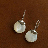 Minimalist Oval Drop Earrings with Black Onyx / White Mother - of - Pearl - floysun