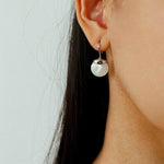 Minimalist Oval Drop Earrings with Black Onyx / White Mother - of - Pearl - floysun