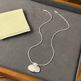 Minimalist Oval Silver Egg Necklace Reflection Pendant Necklace - floysun