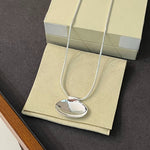 Minimalist Oval Silver Egg Necklace Reflection Pendant Necklace - floysun