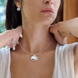 Minimalist Oval Silver Egg Necklace - floysun