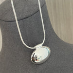 Minimalist Oval Silver Egg Necklace - floysun