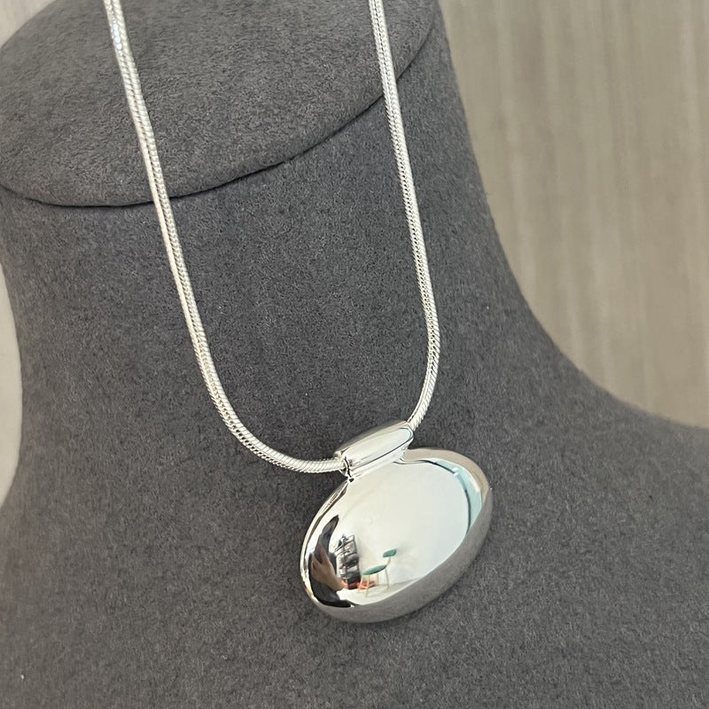 Minimalist Oval Silver Egg Necklace - floysun