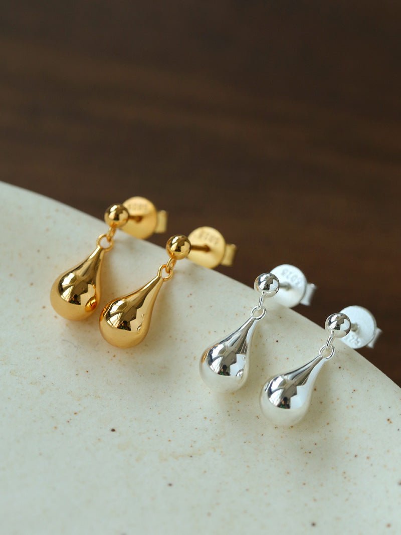 Minimalist Polished Teardrop Bean Drop Earrings - floysun
