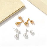 Minimalist Polished Teardrop Bean Drop Earrings - floysun