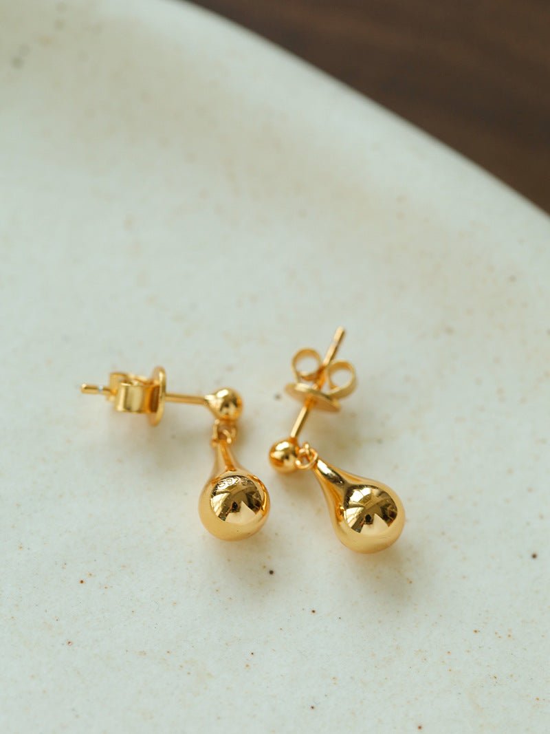 Minimalist Polished Teardrop Bean Drop Earrings - floysun