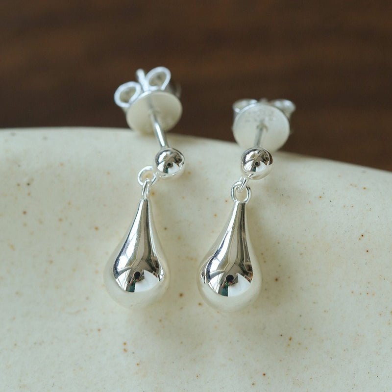 Minimalist Polished Teardrop Bean Drop Earrings - floysun