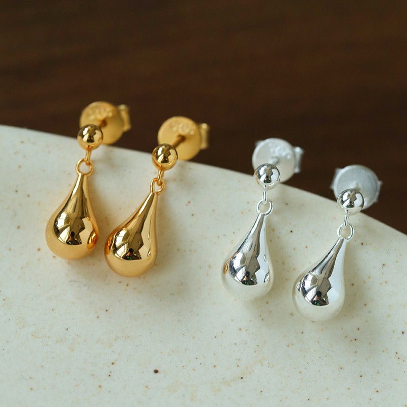 Minimalist Polished Teardrop Bean Drop Earrings - floysun