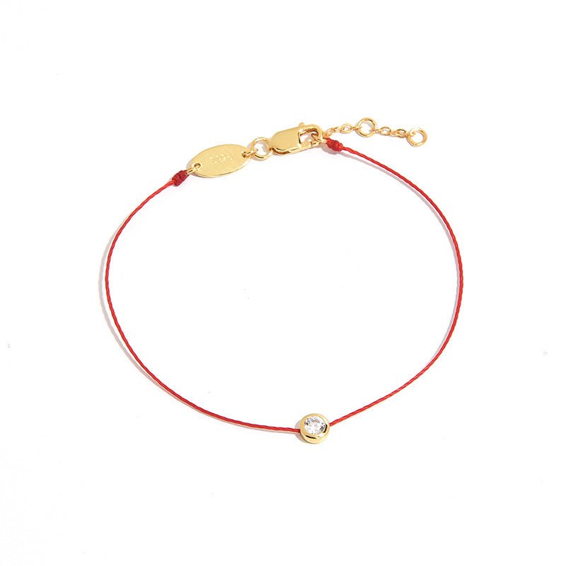 Minimalist Red String Single - Cubic Zirconia Bracelet - floysun