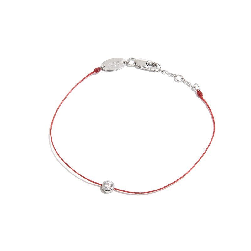 Minimalist Red String Single - Cubic Zirconia Bracelet - floysun