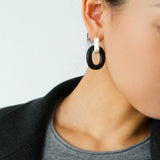 Minimalist Silver & Ebony Geometric Drop Earrings (Detachable Design) - floysun
