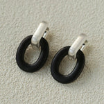 Minimalist Silver & Ebony Geometric Drop Earrings (Detachable Design) - floysun