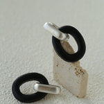 Minimalist Silver & Ebony Geometric Drop Earrings (Detachable Design) - floysun