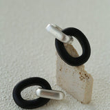 Minimalist Silver & Ebony Geometric Drop Earrings (Detachable Design) - floysun