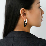 Minimalist Silver & Ebony Geometric Drop Earrings (Detachable Design) - floysun