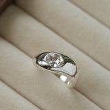 Minimalist Sleek Geometric Cubic Zirconia Open Ring - floysun