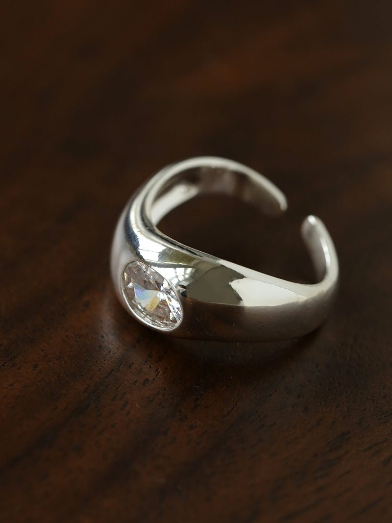 Minimalist Sleek Geometric Cubic Zirconia Open Ring - floysun