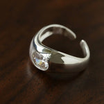 Minimalist Sleek Geometric Cubic Zirconia Open Ring - floysun