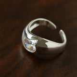 Minimalist Sleek Geometric Cubic Zirconia Open Ring - floysun