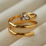 Minimalist Sleek Geometric Cubic Zirconia Open Ring - floysun