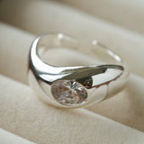 Minimalist Sleek Geometric Cubic Zirconia Open Ring - floysun