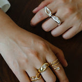 Minimalist Sleek Geometric Cubic Zirconia Open Ring - floysun