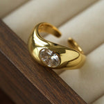 Minimalist Sleek Geometric Cubic Zirconia Open Ring - floysun
