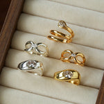 Minimalist Sleek Geometric Cubic Zirconia Open Ring - floysun