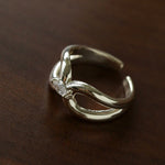Minimalist Sleek Geometric Cubic Zirconia Open Ring - floysun