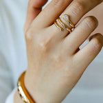 Minimalist Sleek Geometric Cubic Zirconia Open Ring - floysun