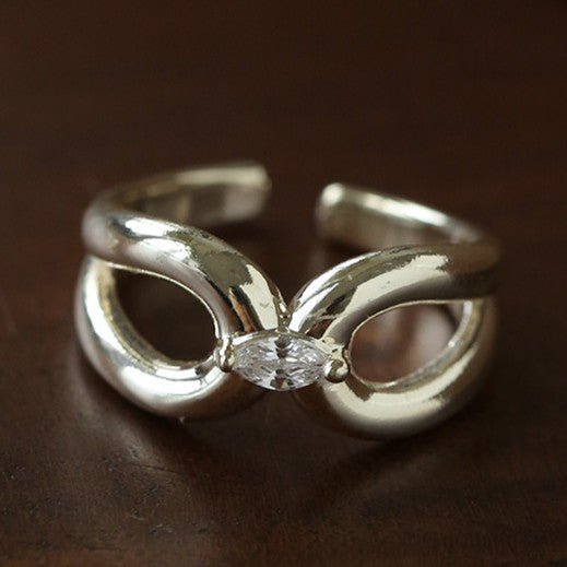 Minimalist Sleek Geometric Cubic Zirconia Open Ring - floysun