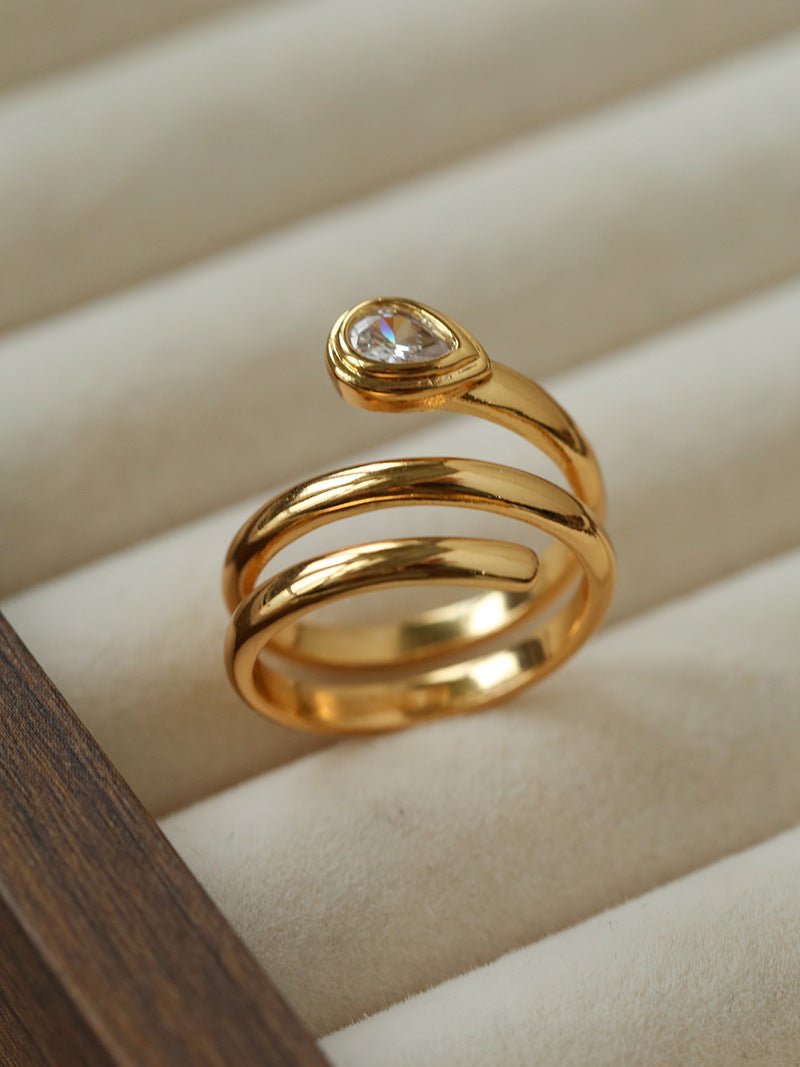 Minimalist Sleek Geometric Cubic Zirconia Open Ring - floysun