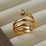 Minimalist Sleek Geometric Cubic Zirconia Open Ring - floysun