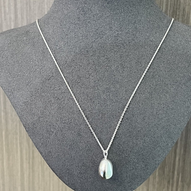Minimalist Solid Oval Sterling Silver Long Necklace - floysun