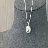 Minimalist Solid Oval Sterling Silver Long Necklace - floysun